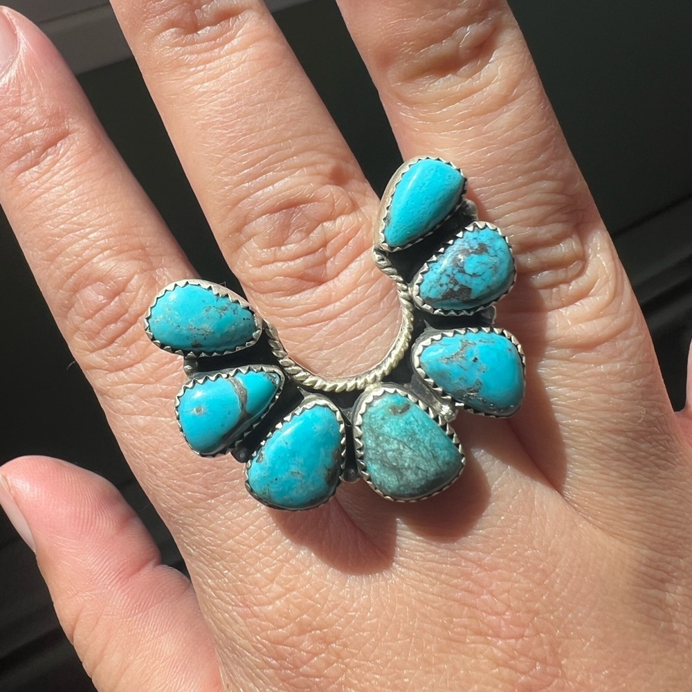 Kingman Turquoise Ring 925 Adjustable